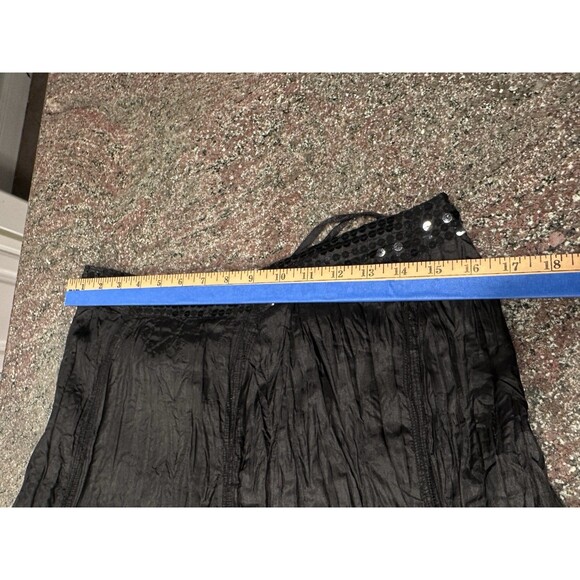 Carol  Litt VTG Black Crinkle gothic Elastic Stretch Maxi Skirt y2k Whimsigoth M - Picture 8 of 9